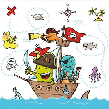 Papstar set a 20 servetten pirate crew 3-laags 33x33cm