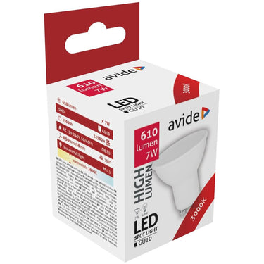 Avide led spotlamp alu+kunststof 7w gu10 3000 kelvin warmwit 610 lumen