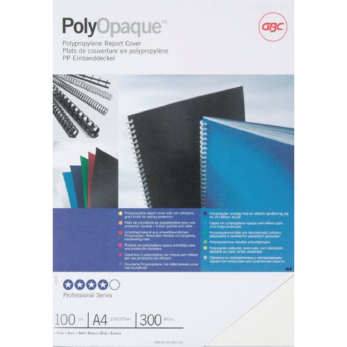 Inbindkaften polyopaque gbc pp 300 micron wit