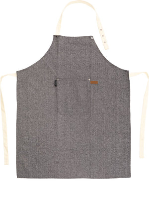 Tiseco home studio - keukenschort sherlock fishbone - 50 % polyester-50% katoen - verstelbaar aan de nek, ruime voorzak, ophanglus - 68x85 cm - zwart wit
