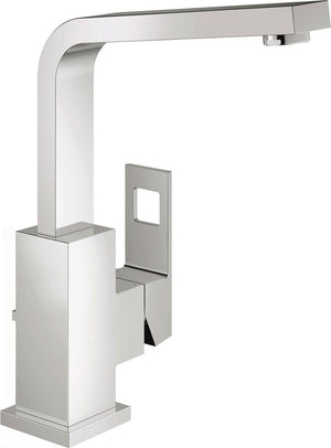 Grohe eurocube wastafelkraan - hoge uitloop - met trekwaste - chroom - waterbesparend