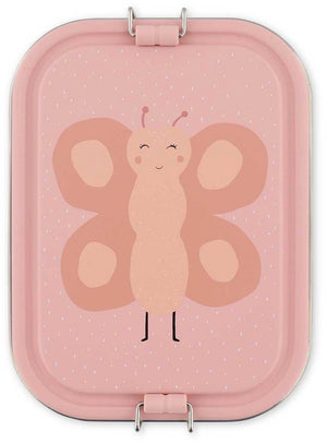 Trixie | brooddoos groot - mrs. butterfly - rsv lunchbox voor kinderen - makkelijk te openen - broodtrommel - 2 vakken - roze