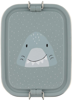 Trixie brooddoos klein - mr. shark- rsv lunchbox voor kinderen - makkelijk te openen broodtrommel – grijs – haai