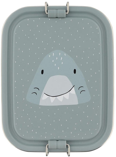 Trixie brooddoos klein - mr. shark- rsv lunchbox voor kinderen - makkelijk te openen broodtrommel – grijs – haai