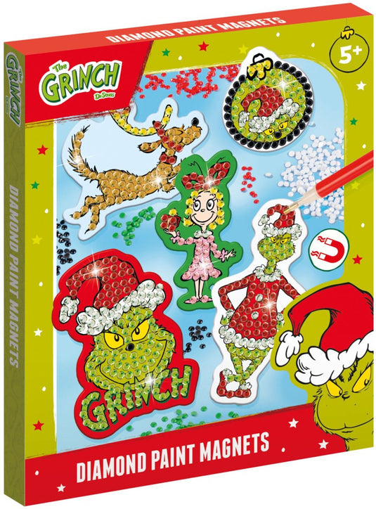 Totum the grinch diamond painting magneten knutselset incl. 1100 strass steentjes - creatief speelgoed jongens meisjes home deco cadeau