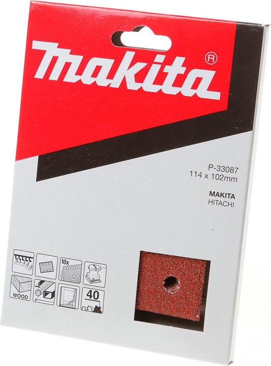 Makita accessoires makita p-33087 schuurvel red - vlak schuurvel - delta schuurvel - velcro - klittenband - k40 - 114 x 102mm (10stuks)