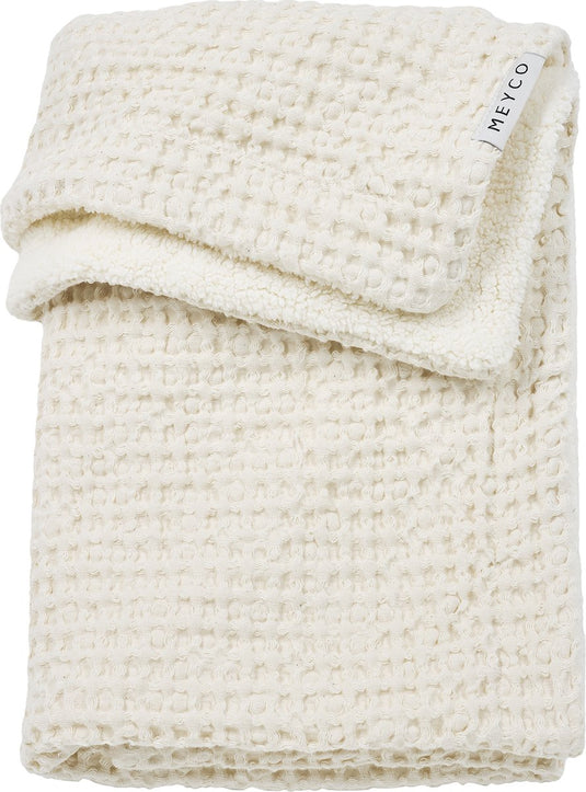 Meyco baby wafel teddy wiegdeken - nature - 75x100cm - 2.0 tog