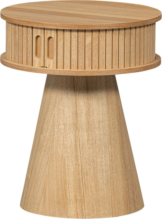 Woood karri nachtkastje rond - hout - naturel - 46x38x38