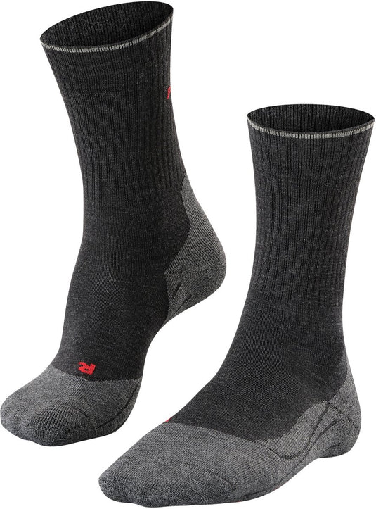 Falke tk2 explore wool silk medium padding wol functioneel materiaal wandelsokken heren grijs - maat 46-48