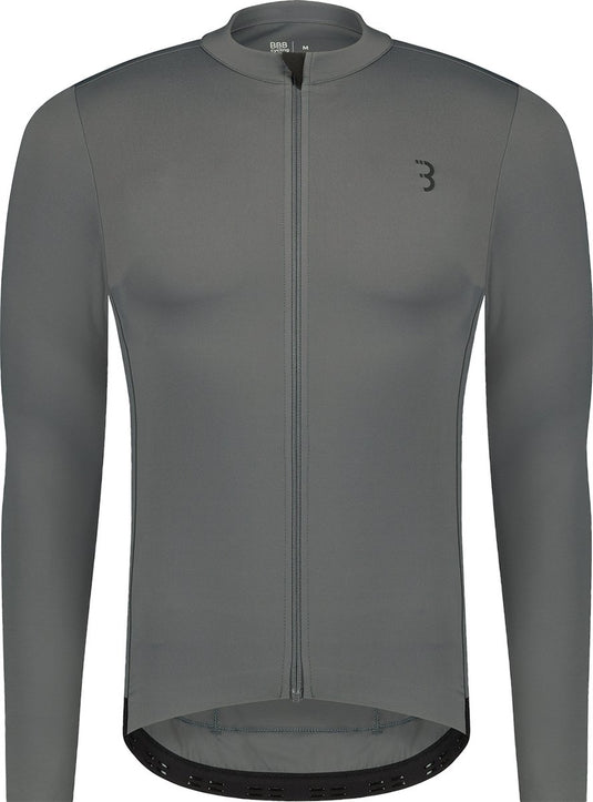 Bbb cycling essence ls - fietsshirt heren lange mouwen - 10-15 °c - ademend mtb en wielrenshirt met 3 achterzakken - donker grijs