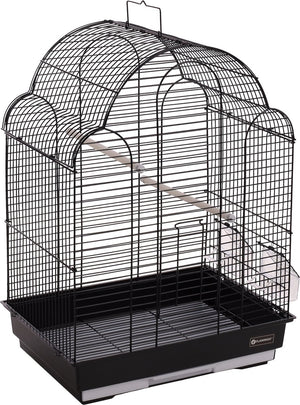 Flamingo vogelkooi – parkietenkooi bali zwart 42x30x57,5cm – stijlvolle metalen kooi met accessoires voor parkieten