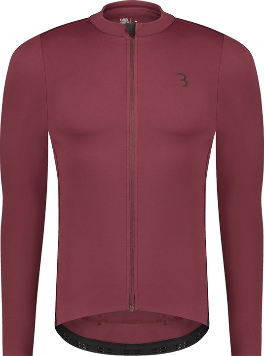 Bbb cycling essence ls - fietsshirt heren lange mouwen - 10-15 °c - ademend mtb en wielrenshirt met 3 achterzakken - donker rood