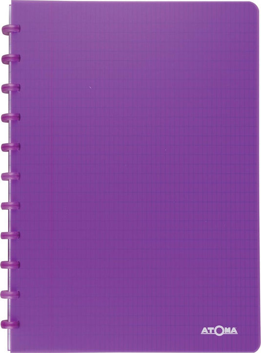 Atoma - trendy schrift - a4 - 144 bladzijden - commercieel geruit - transparant paars