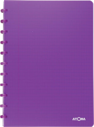 Atoma - trendy schrift - a4 - 144 bladzijden - commercieel geruit - transparant paars