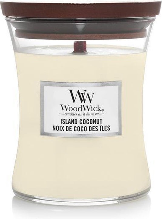 Woodwick hourglass medium geurkaars - island coconut - 60 branduren