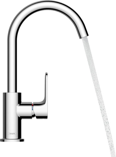 Hansgrohe rebris s - wastafelmengkraan - ééngreeps bediening - met trekwaste - 210mm maat - draaibare uitloop - chroom