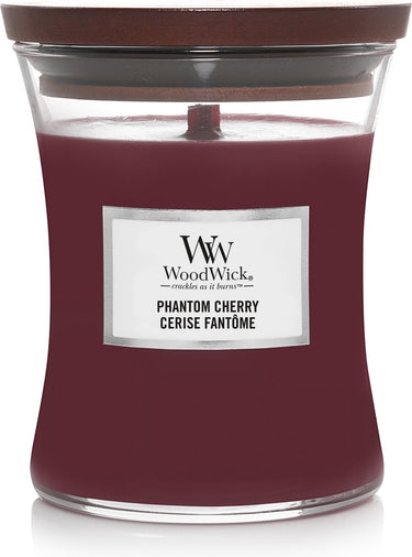 Woodwick hourglass medium geurkaars - phantom cherry - 60 branduren