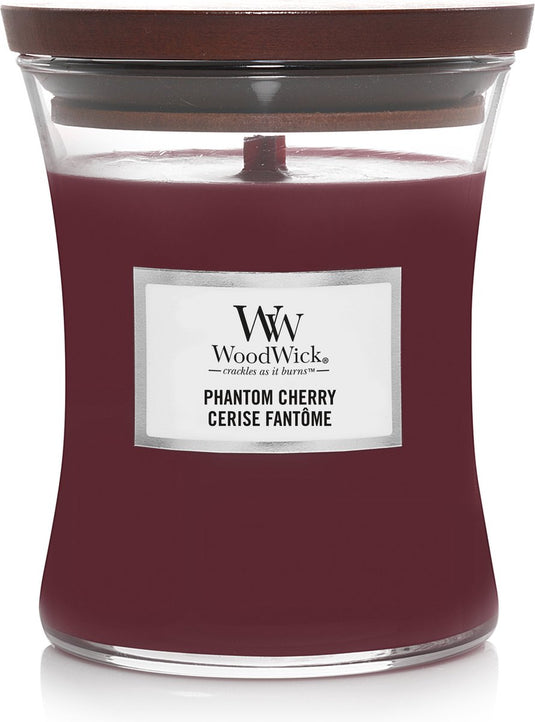 Woodwick hourglass medium geurkaars - phantom cherry - 60 branduren