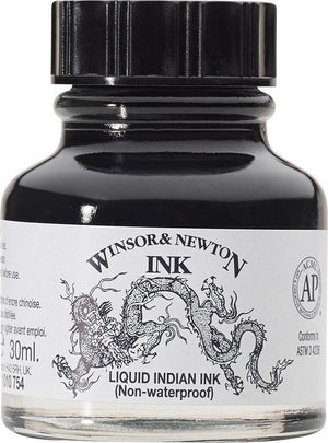 Winsor newton 1010754 liquid indian ink 30 ml – tekentint, snel drogend, voor penseel, pen en airbrush