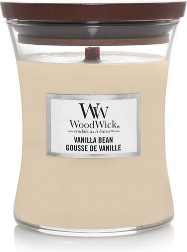 Woodwick hourglass medium geurkaars - vanilla bean - 60 branduren
