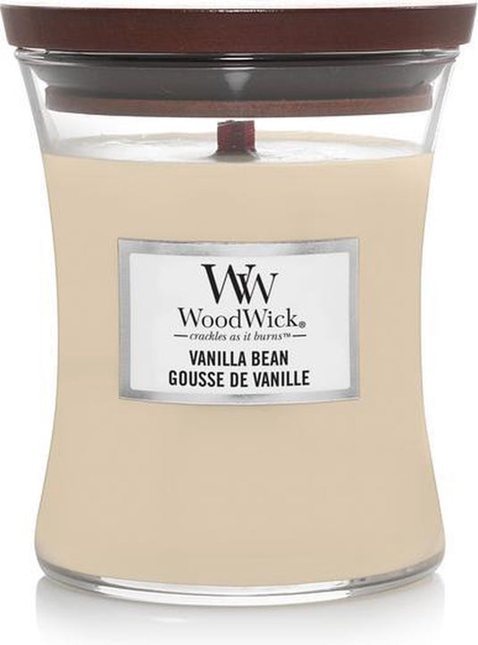 Woodwick hourglass medium geurkaars - vanilla bean - 60 branduren
