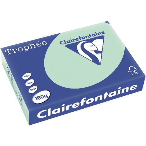 Gekleurd papier trophee clairfontaine 2635 160g m2 a4 pastelkleur groen