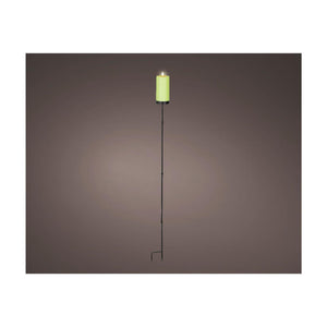 Lumineo solar kaars op steker groen plastic ø7xh117cm