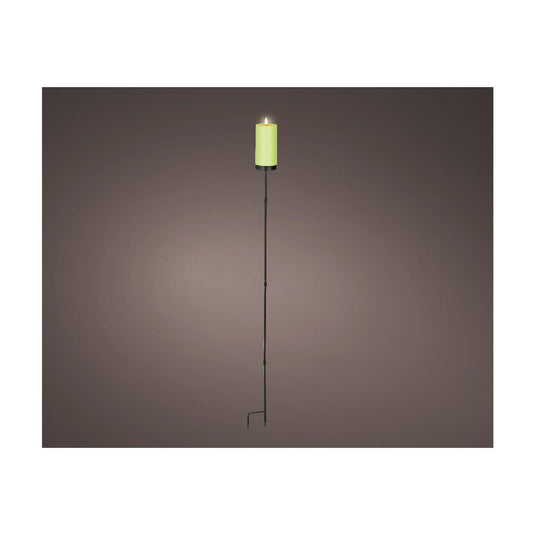 Lumineo solar kaars op steker groen plastic ã˜7xh117cm