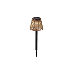 Lumineo solar steeklamp wicker ø12xh30cm