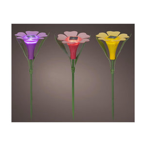 Lumineo solar steeklamp bloem plastic ø10xh30cm 3 assorti