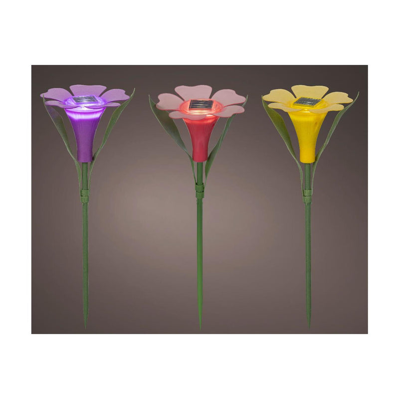 Chargez l'image dans la visionneuse de la galerie, Lumineo solar steeklamp bloem plastic ã˜10xh30cm 3 assorti
