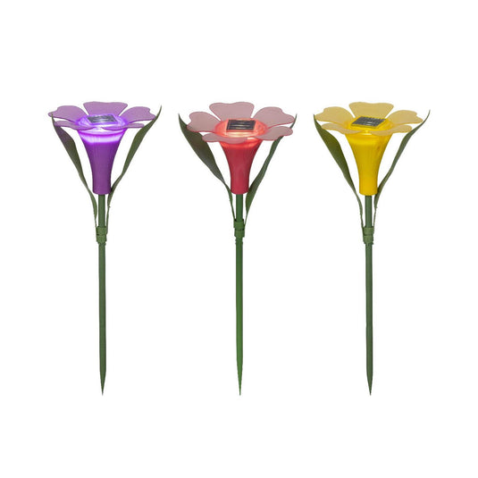 Lumineo solar steeklamp bloem plastic ã˜10xh30cm 3 assorti