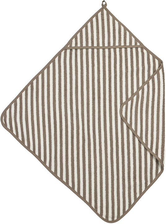 Meyco baby fat stripe badcape - jacquard badstof - taupe - 75x75cm