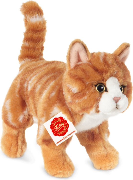 Teddy hermann hermann teddy knuffeldier kat poes - zachte pluche stof - premium kwaliteit knuffels - rood oranje - 20 cm