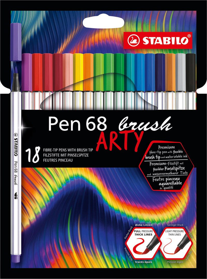 Afbeelding laden in galerijviewer, Stabilo pen 68 brush - viltstift - arty - set met 18 stuks
