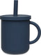 Jollein - drinkbeker met rietje (jeans blue) - siliconen - baby drinkberker, baby bestek - 6-18 maanden