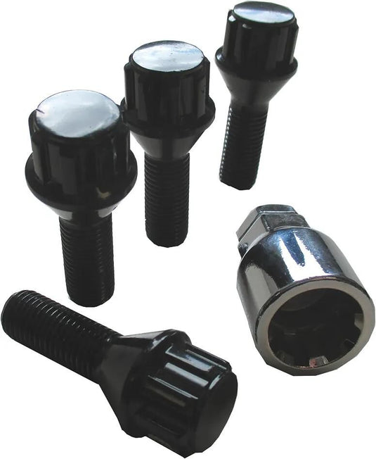Autostyling seehase felgenschloss-set rim locks set black cone 60, m12x1.5x29 mm