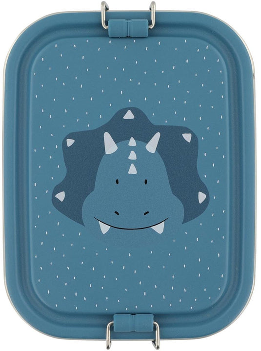 Trixie brooddoos klein - mr. triceratops - rsv lunchbox voor kinderen - makkelijk te openen broodtrommel – blauw– dino