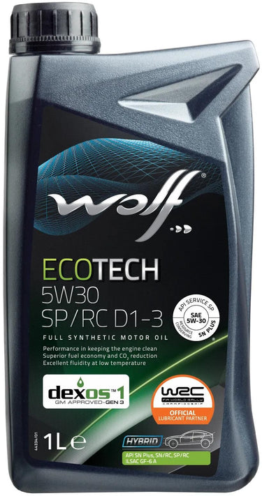 Wolf motorolie ecotech sp rc d1-3 motoroil 5w30 1l ecotech sp rc d1-3
