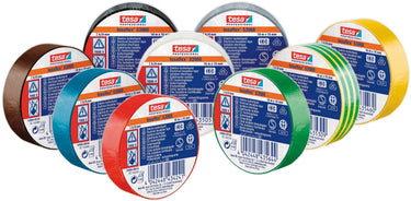 Tesa 53988-00135-00 isolatietape professional bruin, groen, geel, wit, grijs, blauw, rood, zwart, zwart (l x b) 10