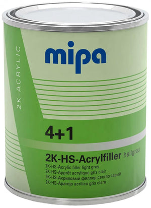 Mipa vulmiddel voor grondverf 4+1 acrylfiller hs 4+1 acrylic filter hs 1l light gray