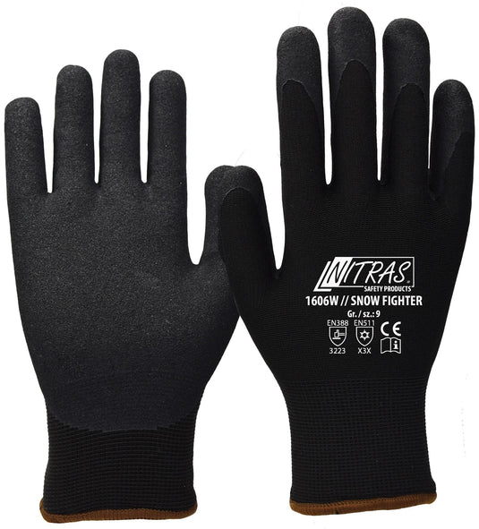Nitras safety winterhandschuh snow fighter winter glove size 10 black snow fighter