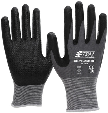 Nitras safety monteurshandschoen flexible fit+ glove size 9 pimples gray sw flexible fit+