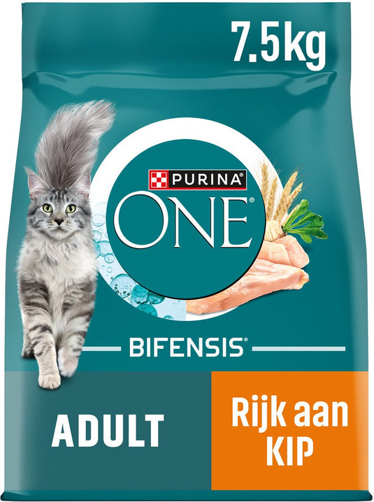 Purina one adult - kattenbrokjes - kip volkoren granen - 7.5 kg