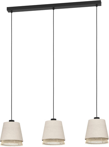 Eglo tabley hanglamp - e27 - 89 cm - natuur|bruin|zwart - textiel