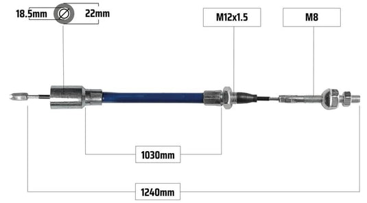 Nb parts remkabel brake cable 1240 1030 mm nb-parts