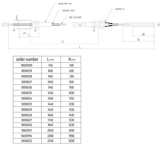 Nb parts remkabel brake cable 1240 1030 mm nb-parts
