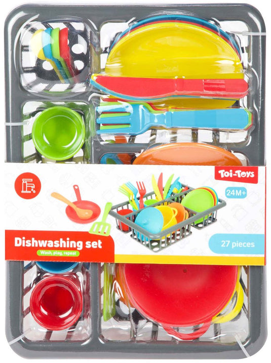 Toi-toys home food afwasrek met bestek en pannen, 27dlg.