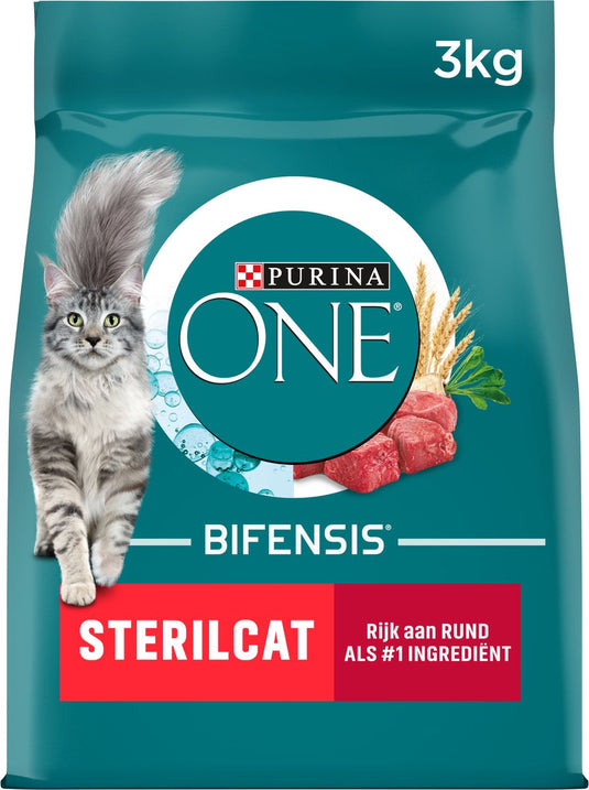Purina one sterilcat - kattenvoer droogvoer - rund tarwe - 3 kg