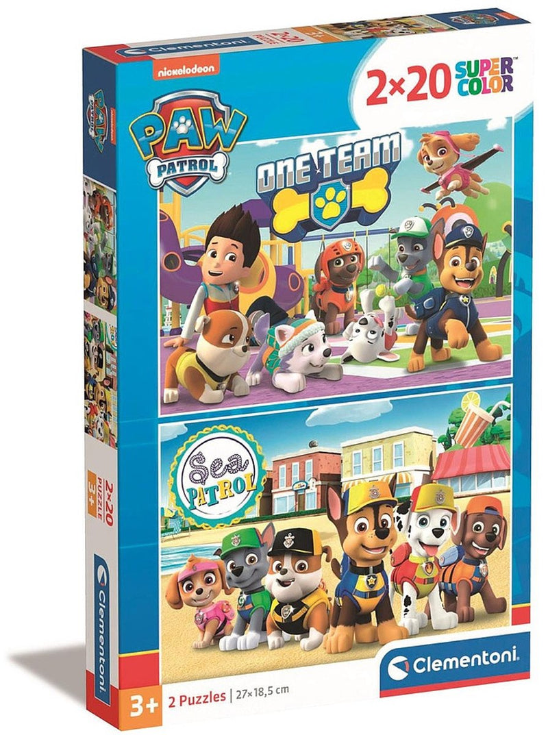 Laden Sie das Bild in Galerie -Viewer, Clementoni legpuzzel super color paw patrol, 2x20st.
